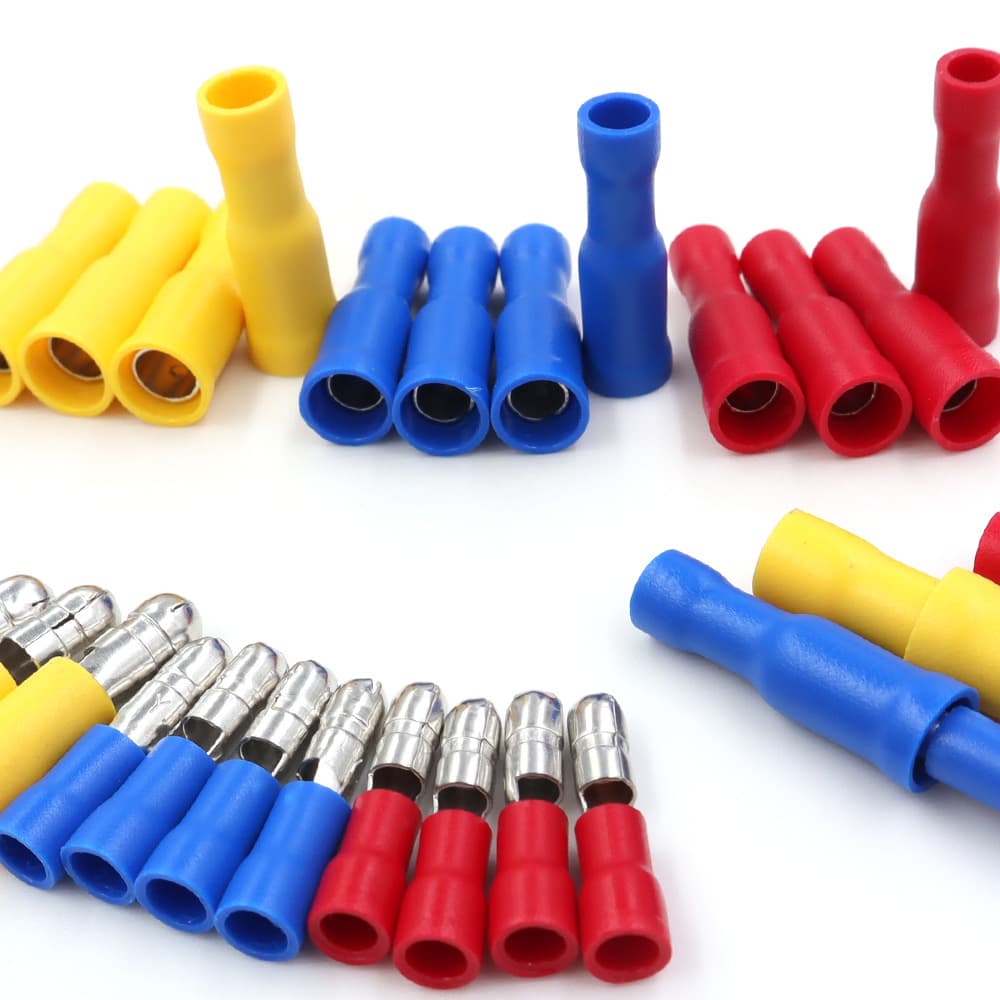 Cross-Border Single Color Mixed Bullet-Type Male-Female Terminal Mixed Cross-Border E-commerce Hot Sale Red Blue Yellow 100pcs