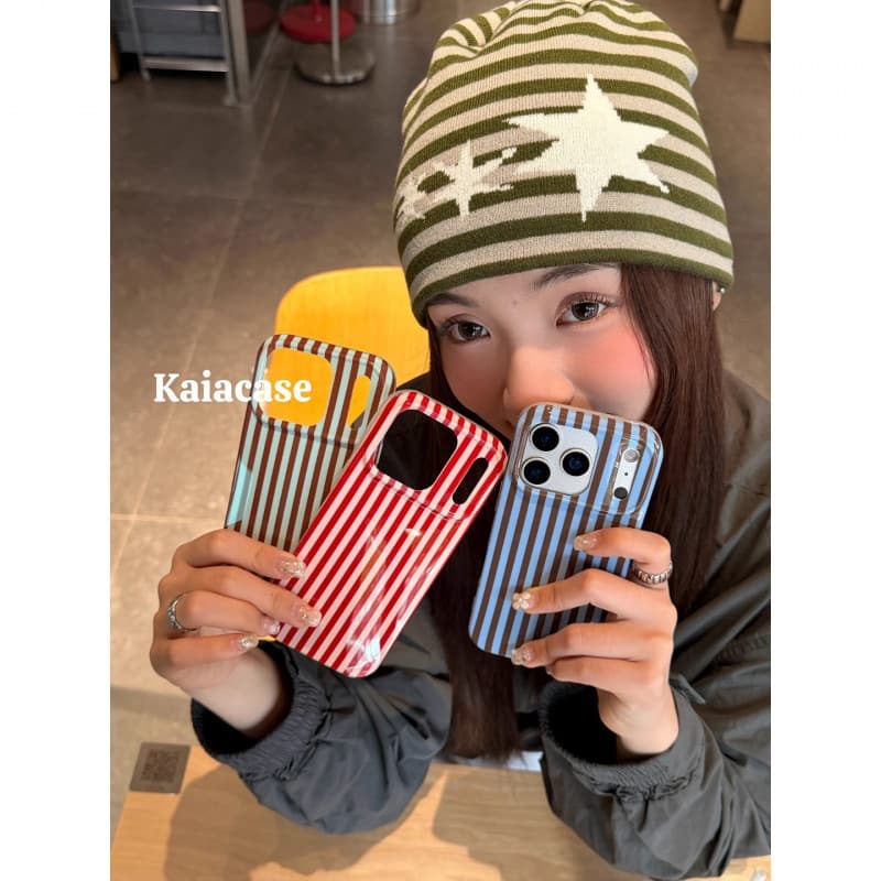 Korean Style High-End Ins Simple Contrast Stripe Compatible with iPhone 17 Pro Max Case iPhone 16 Pro New