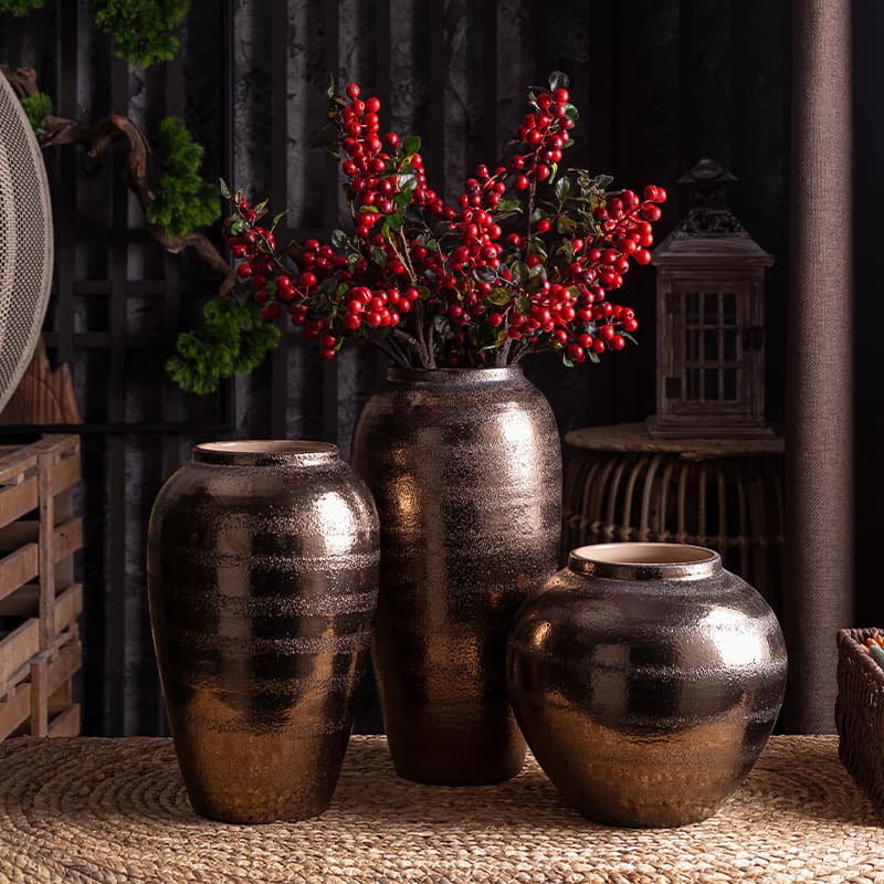 Jingdezhen Ceramic Floor Vase Decoration Home Decor Chinese Style Living Room Porcelain Flower Arrangement Pottery Pot Rustic Ceramic