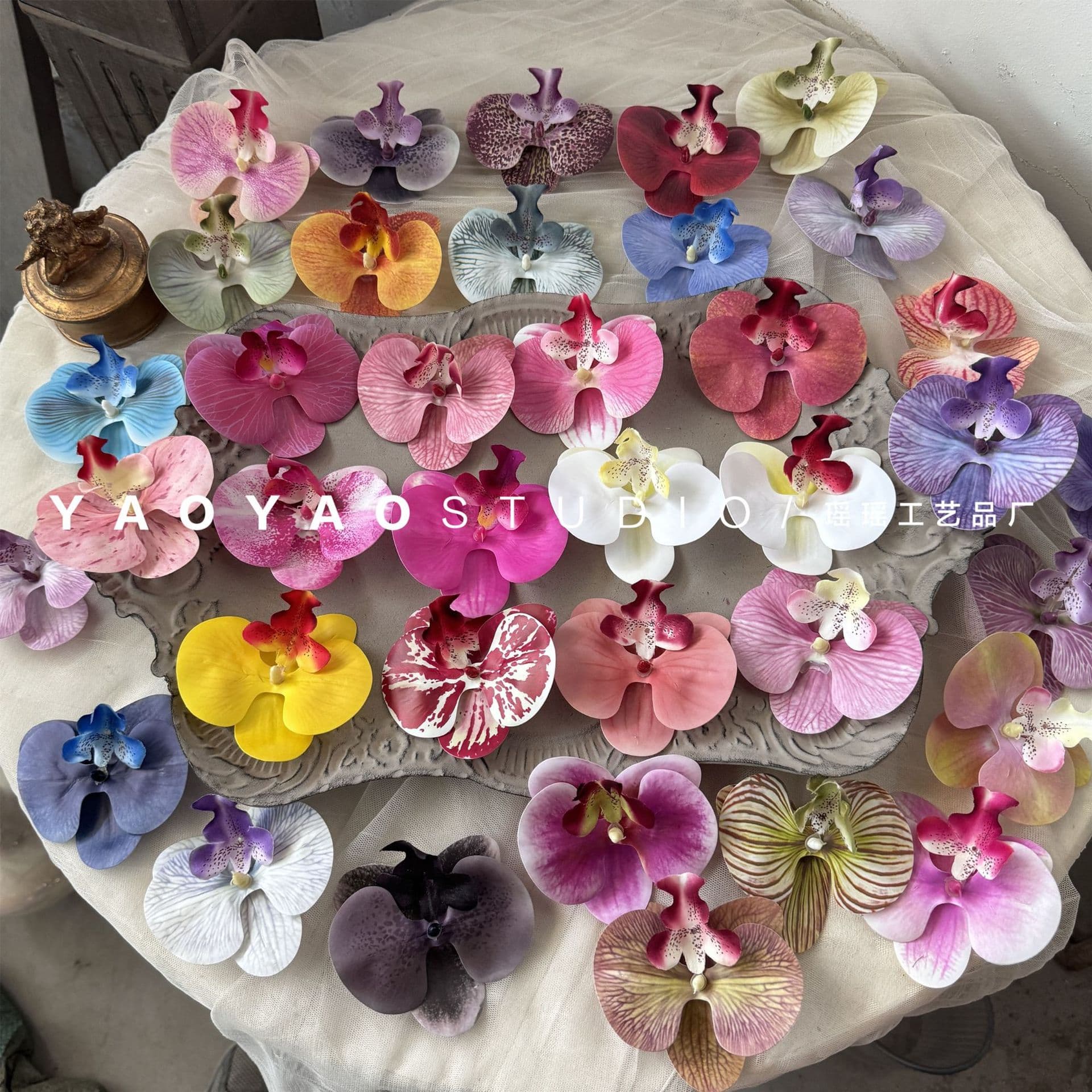 3D Printed Film Phalaenopsis Orchid Flower Head Candy Box Decoration Artificial Flower Influencer Hair Clip DIY Handmade Party Favor