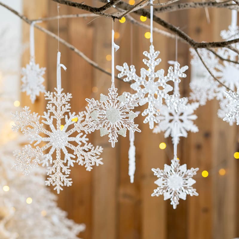 Christmas Snowflake Ornaments, Acrylic Transparent Snowflakes, Gold Snowflakes, Window Display Hanging Decorations