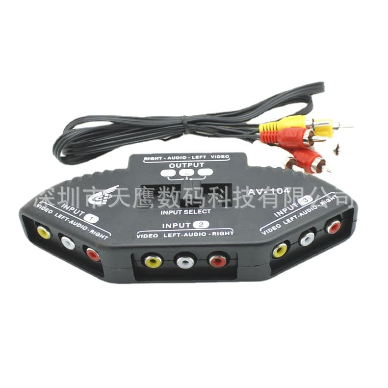 AV Switcher Splitter TV Video into Three Audio Distributor One to Three Interface TV Converter Digital Computer Transformer