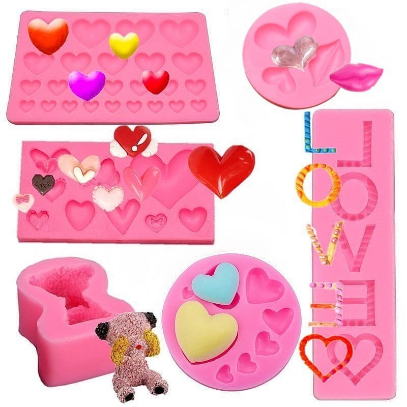 Valentine's Day Heart Silicone Mold DIY Bear Sexy Lips Chocolate Fondant Love Cake Decoration Mold