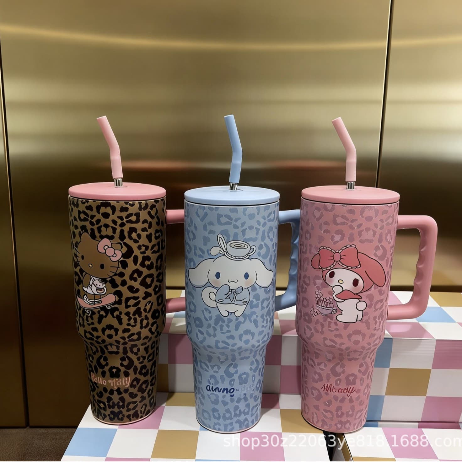 New Large Capacity 40oz Third Generation Fashion Leopard Print Handle Car Cup 304 Stainless Steel