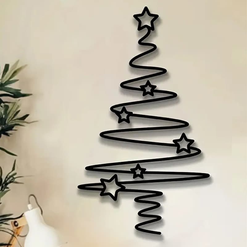 Cross-border Bestseller Christmas Decoration, Outdoor Home Wrought Iron Christmas Tree Wall Hanging, Metal Wall Art