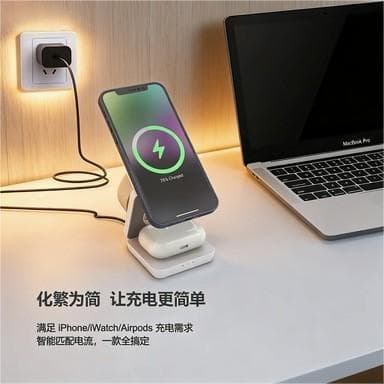 New Portable Wireless Charger 3-in-1 Fast Charging Magnetic Charging Stand for iPhone