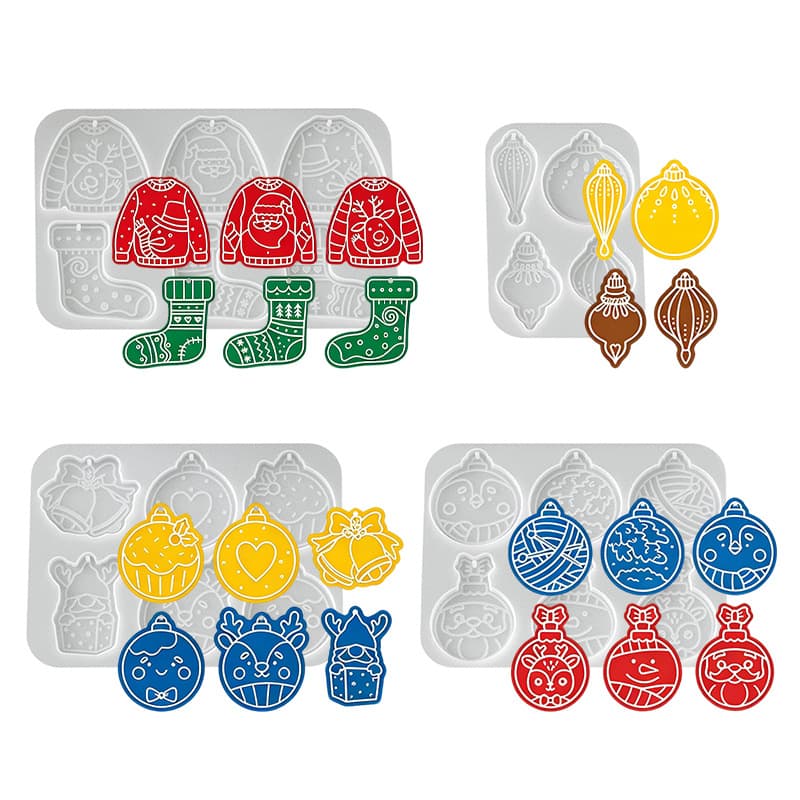 In Stock DIY Resin Drip Glue Christmas Stocking Reindeer Christmas Tag Christmas Tree Decoration Hanging Ornament Silicone Mold