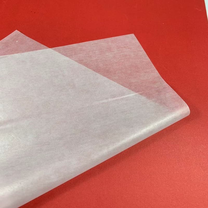 Waxed paper for clothing packaging, 21g semi-transparent paper, 31g glassine cut to size, food-grade moisture-resistant glossy paper.