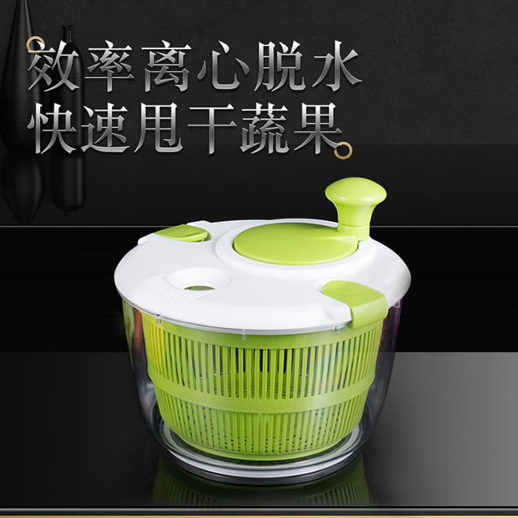 5L Salad Rotator with Washing Basket, Household Fruit Dehydrator, Kitchen Manual Salad Washer and Dehydrator