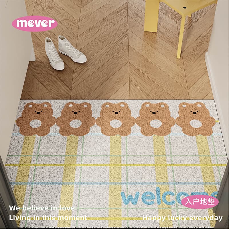 Japanese-style candy bear cute cartoon entry mat, scrapper anti-slip foot pad rug, customizable for doorway and entrance