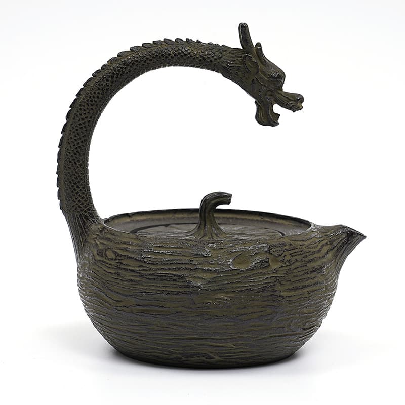 Half-Handle Dragon Pot New Style Old Iron Teapot for Boiling Tea, Handcrafted Cast Iron Uncoated Kettle, Tea Set with Electric Ceramic Stove