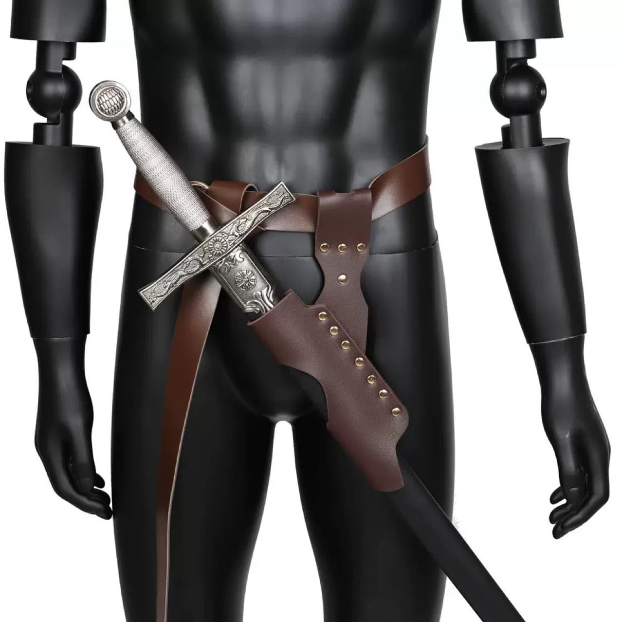2-Piece Cross-Border WSIH Amazon Medieval Viking Pirate Dagger Sword Belt LARP Leather Swordsman Rack