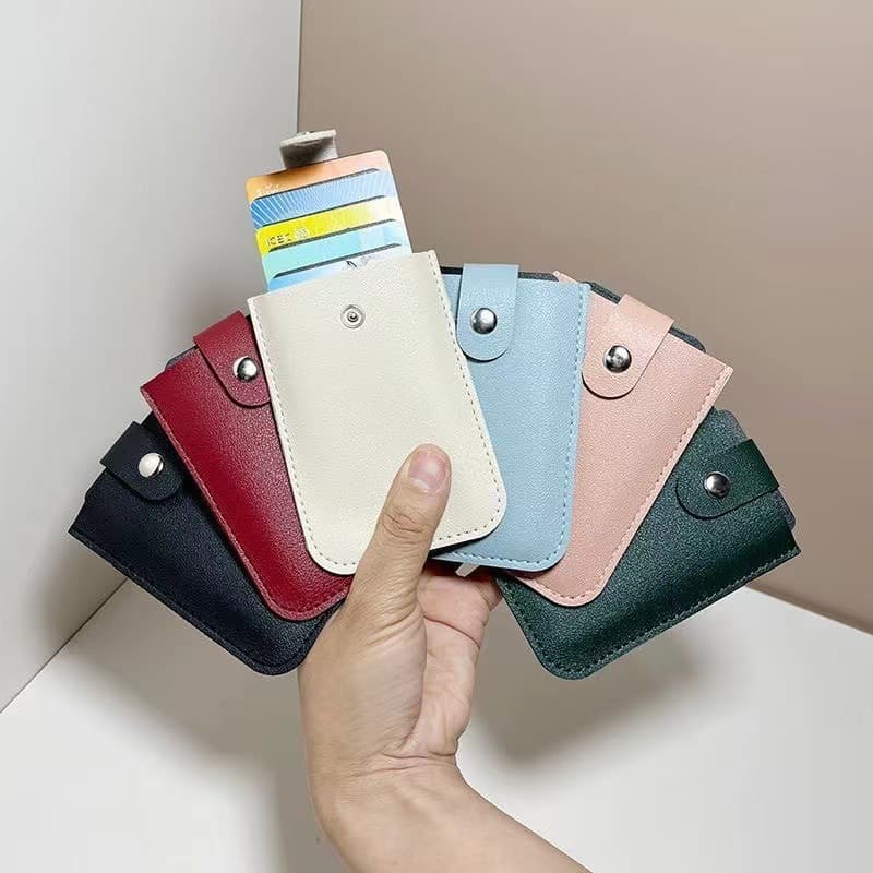 Multi-Color Hidden Pull-Out Card Wallets, Multi-Slot PU Layered Business Card Holders, Leather Strap and Buckle Card Sleeves, Business Card Cases