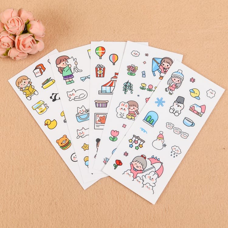 Cartoon Insulated Cup Stickers Waterproof No Trace Decoration Full Wrap Water Bottle Animal Journal Stickers Phone Small Stickers