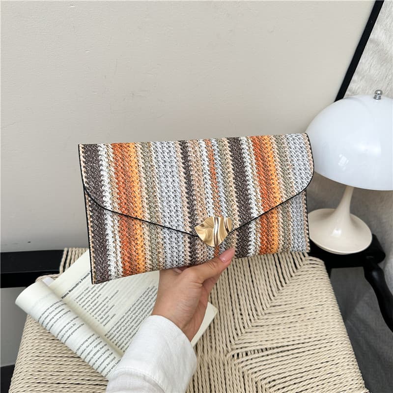 2026 New Women's Small Square Bag Korean Fashion Contrast Color Bag Ethnic Style Woven Colorful Bag Trendy Bag