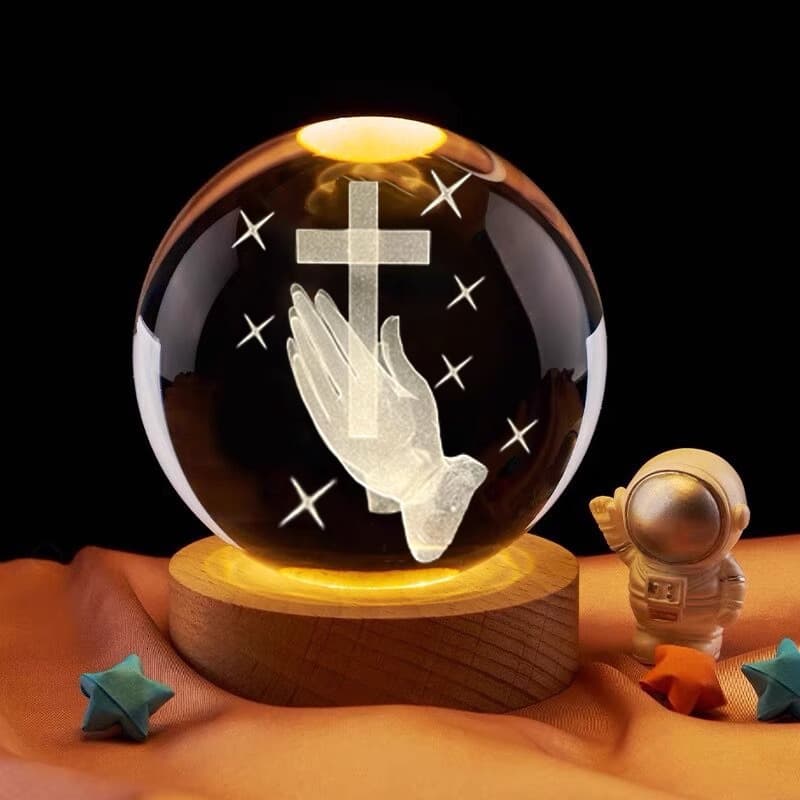 Cross-border Cross Ornament Crystal Ball Creative Desktop Night Light TV Wine Cabinet Decoration Birthday Gift for Men and Women