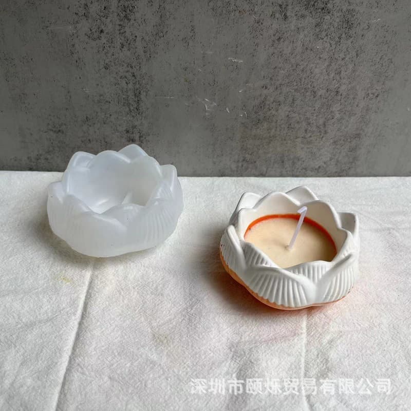 Lotus candle holder silicone mold Lotus jewelry storage box candle cup gypsum glue mold
