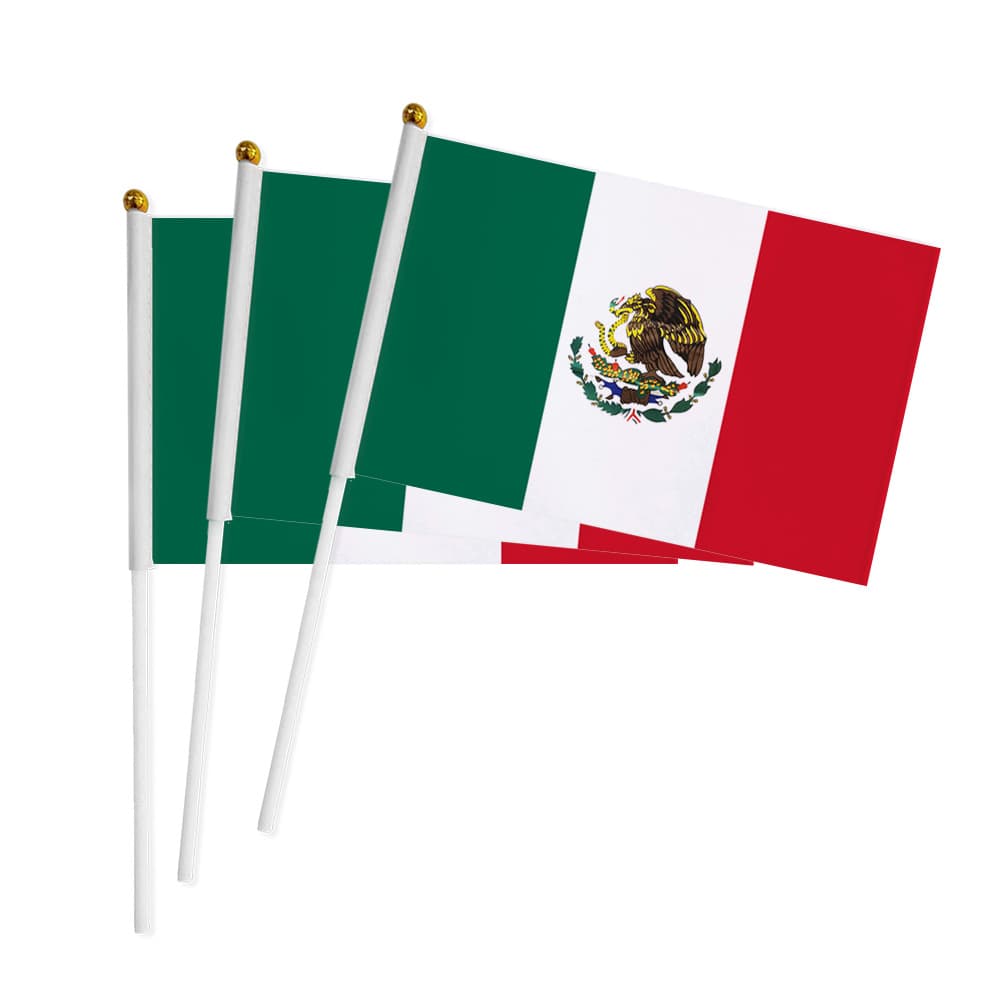 Mexico Flag 14×21 20×28cm Mexico Handheld Flag USA Canada Mexico World Cup Polyester Flag with Pole