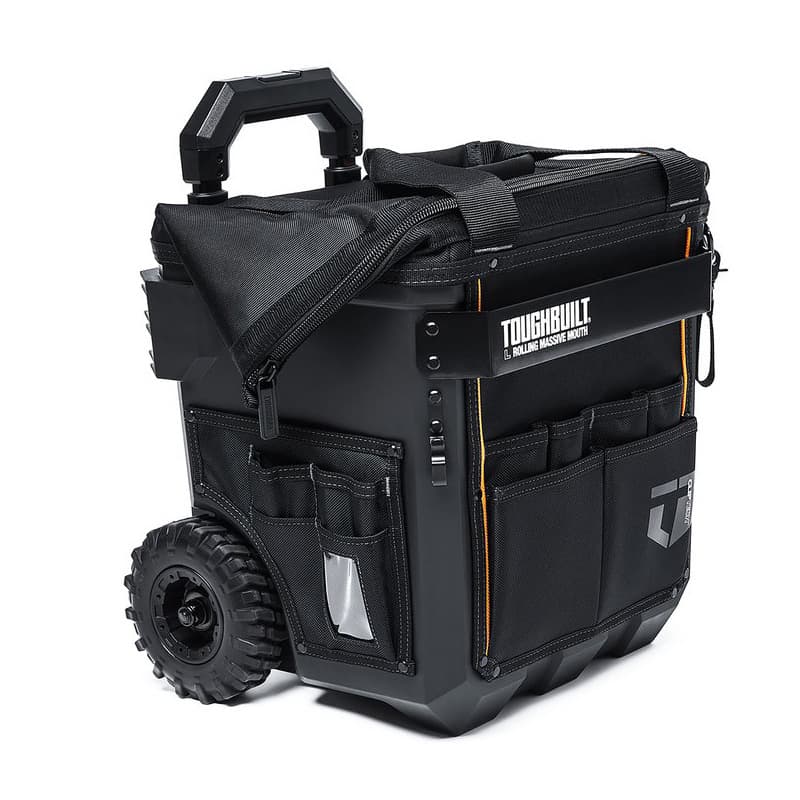 TOUGHBUILT 18-inch Multi-Functional Waterproof Hard-Bottom Rolling Tool Bag Heavy-Duty Quick-Release Trolley Case