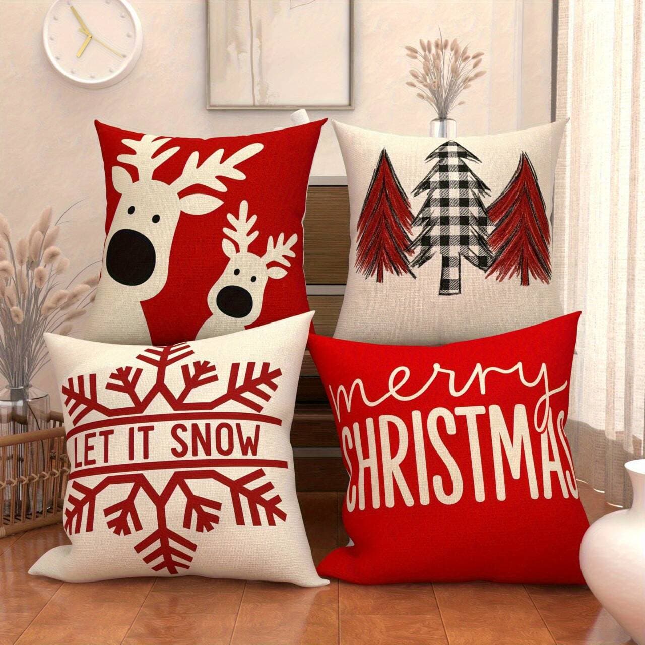 New Cross-Border Christmas Cushion Pillow Cover Short Plush Home Decoration Bedroom Living Room Holiday Sofa Cushion Cover
