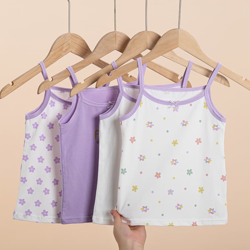 Children's Camisole Summer Thin Girl Baby Undershirt Toddler Big Kid Girl Sleeveless White Floral