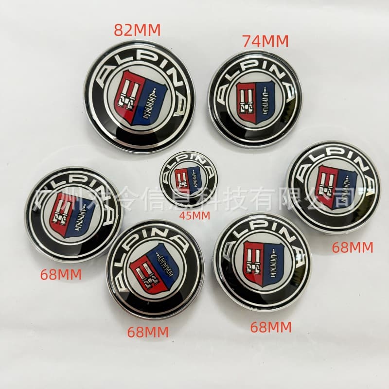 For BMW Alpina ALPINA Front and Rear Car Badge 3 Series Hood X5 X6 Modified Steering Wheel Sticker 7-Piece Set