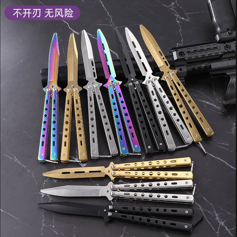 Butterfly Knife Comb Practice Knife Folding Balisong Hand Trainer All Steel Display Tool Portable