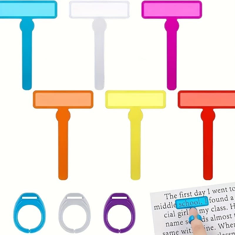Colored reading guide strips for children, student reading trackers, finger focus highlighters, tools for reading disabilities