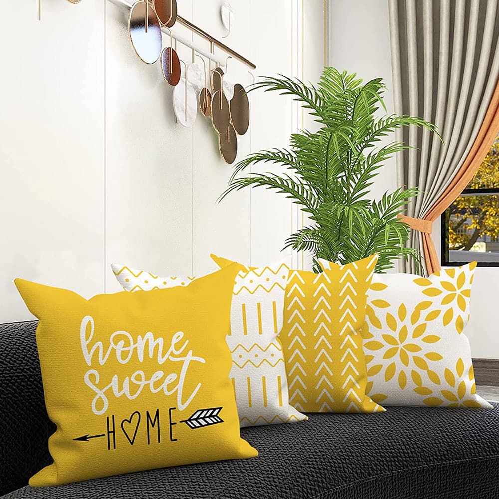 Summer Modern Sofa Bay Window Cushion Cover Outdoor Linen Fabric Pillowcase Set