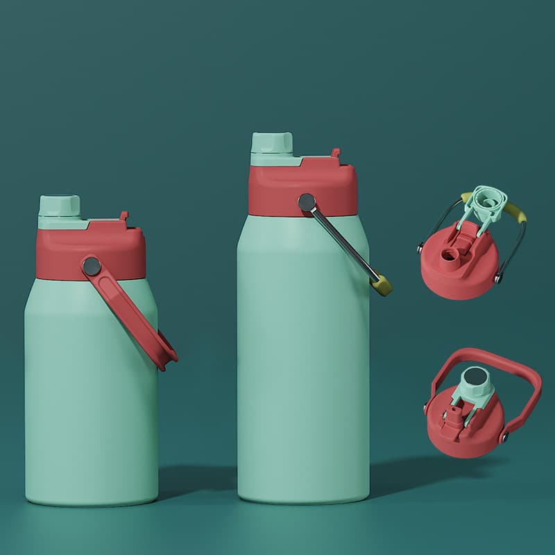 2025 New Exclusive Private Mold Double-Drink Large Portable Insulated Sports Bottle, Large Capacity, Extra-Wide Mouth
