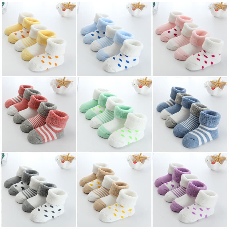 Cross-border baby socks autumn and winter thickened baby terry socks cartoon newborn socks cute children's socks 1-3 years old
