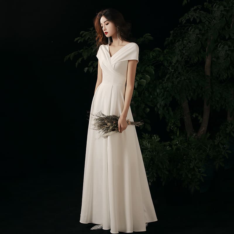 White Mini Dress 2026 New French Satin Engagement Registration Banquet Light Tulle Coming-Of-Age Party Dress