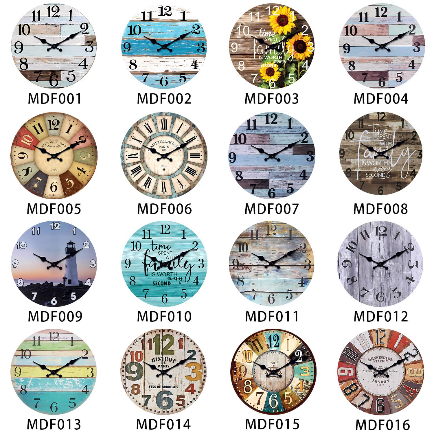 12-Inch Cross-Border Best-Selling Simple Retro Wooden Wall Clock Silent Living Room Clock Factory DIY Wholesale