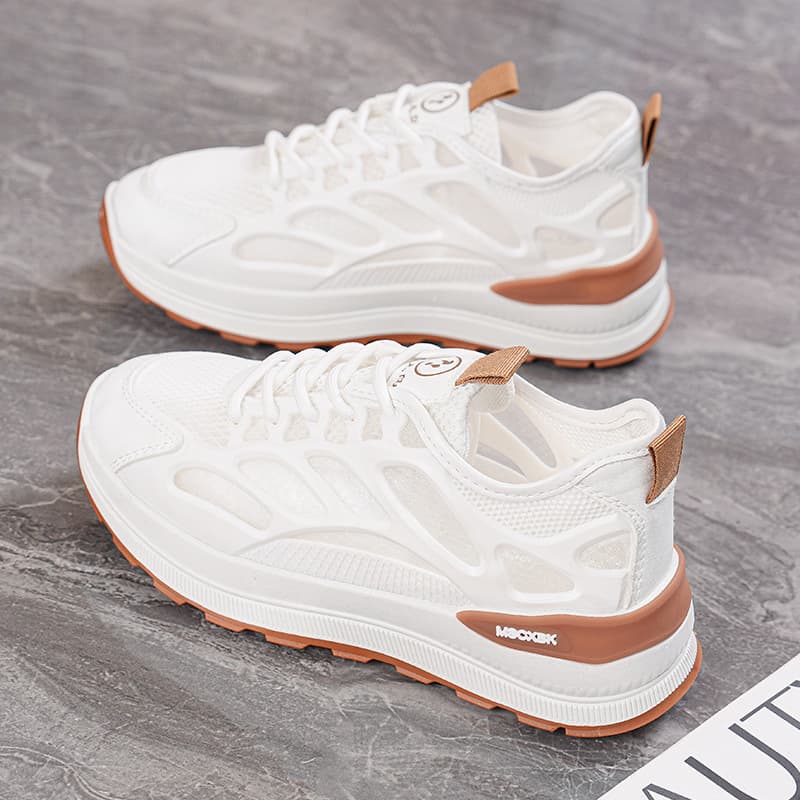 Summer Women's New Breathable Mesh Sports Shoes Korean Style White Sneakers Sweat-Absorbing Thick Sole Casual Shoes EP992