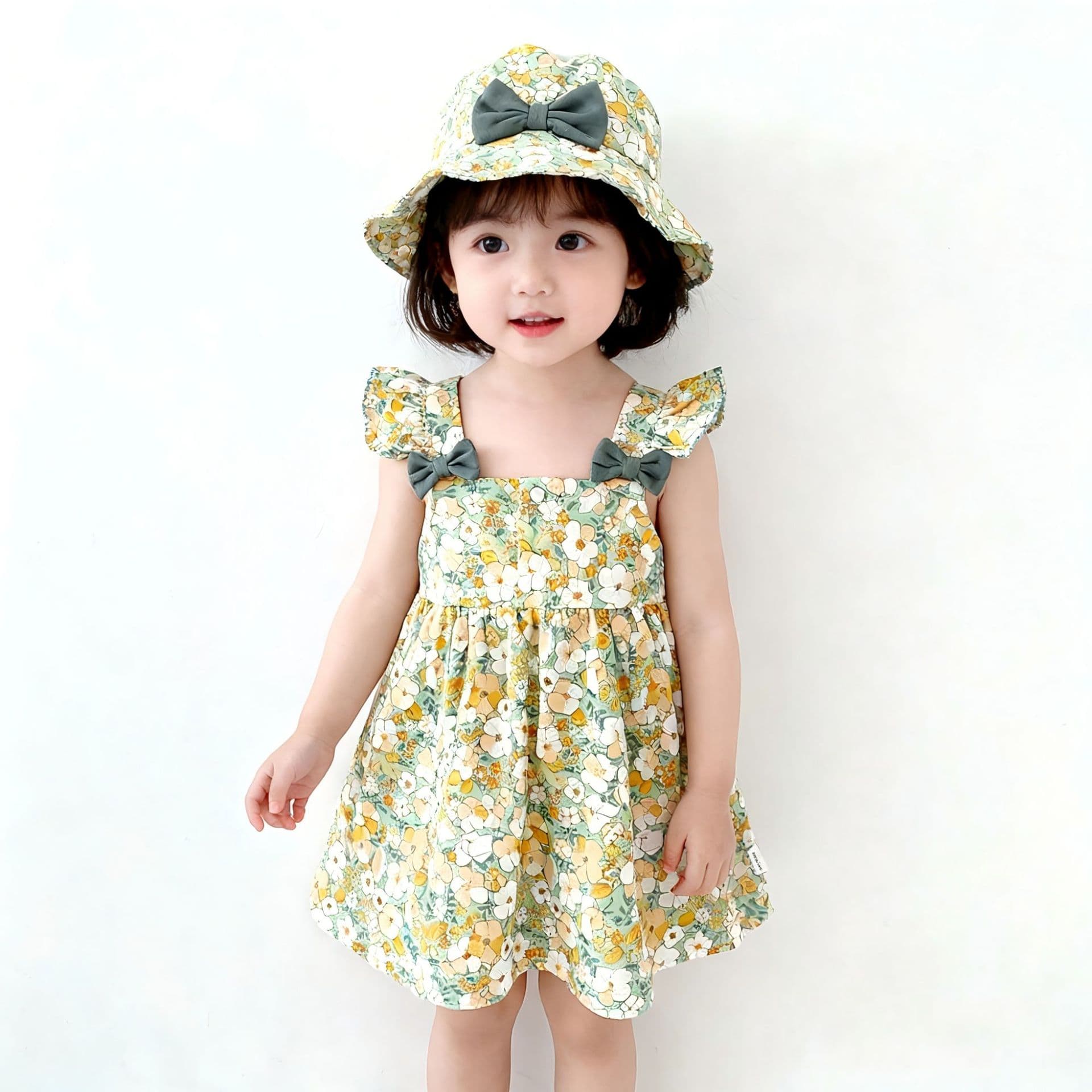 Girls Class A pure cotton dress summer children's skirt baby suspender princess dress baby summer floral Korean style
