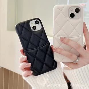 Premium Chanel Style Card Slot Apple iPhone 16 Pro Max Phone Case 15/14/13/12/11 Leather Case Plus Hard Case
