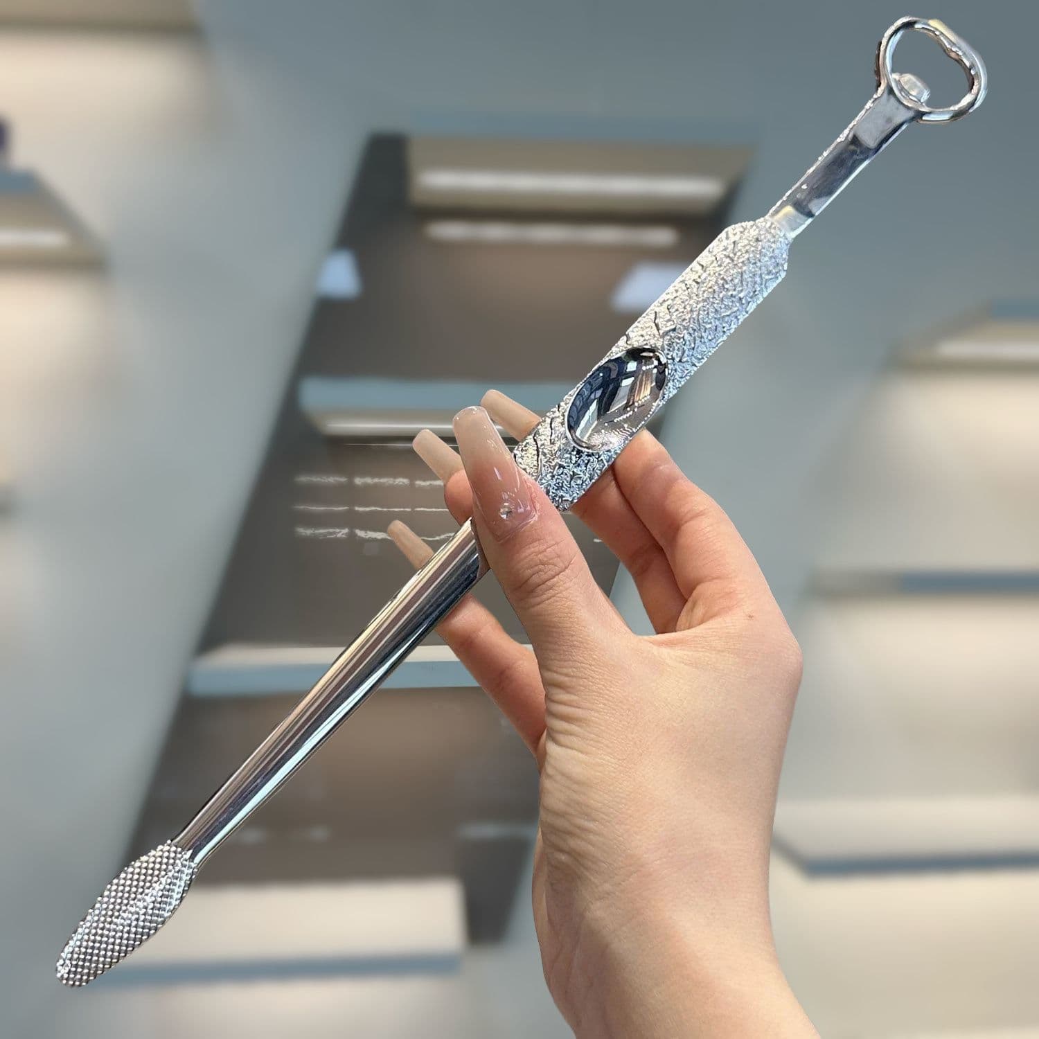 304 Stainless Steel Extended Kitchen Food Tongs Korean Style Bottle Opener BBQ Serving Steak Tongs for Home Use