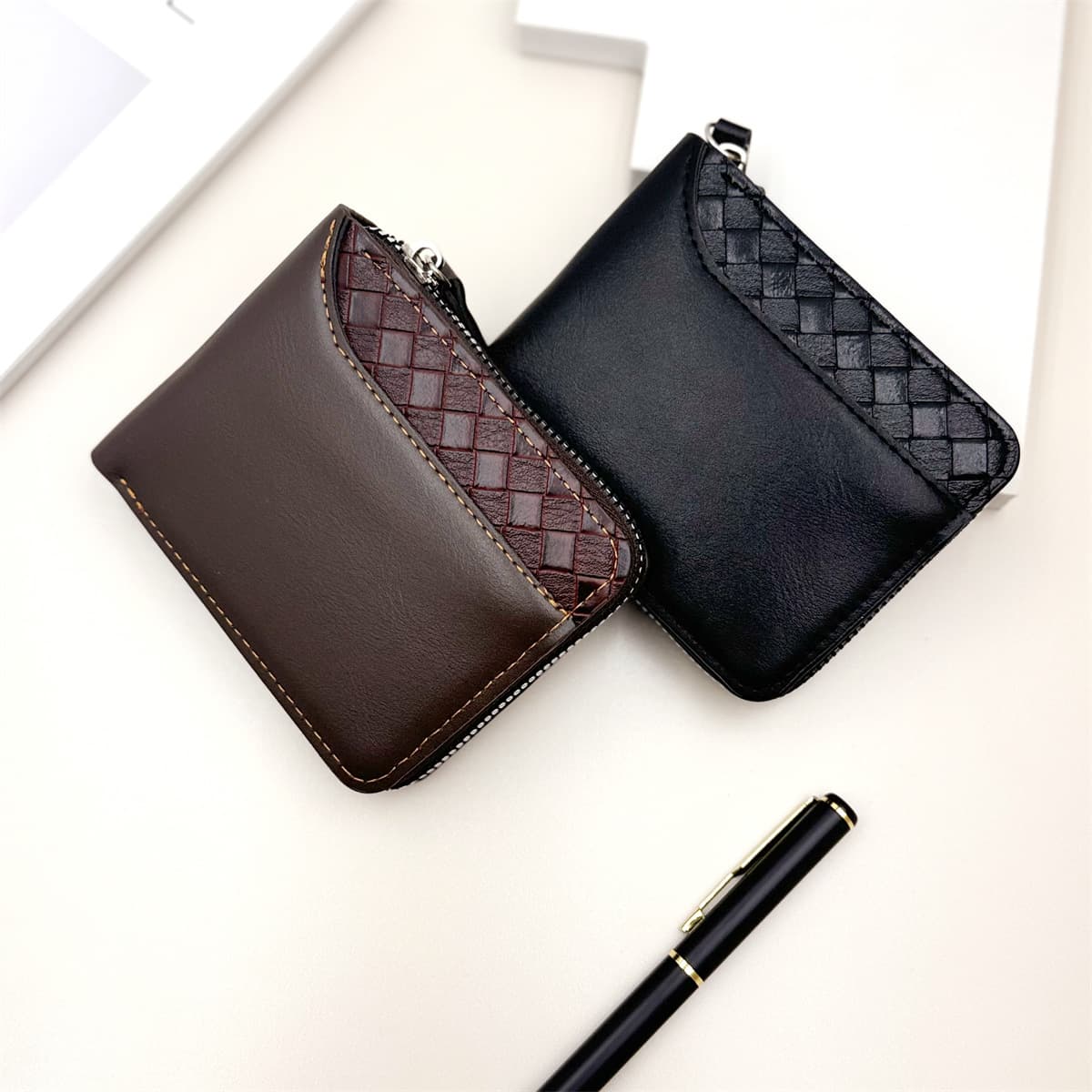 Cross-border European and American popular men's ins style zipper wallet short youth trendy bag in stock manufacturer