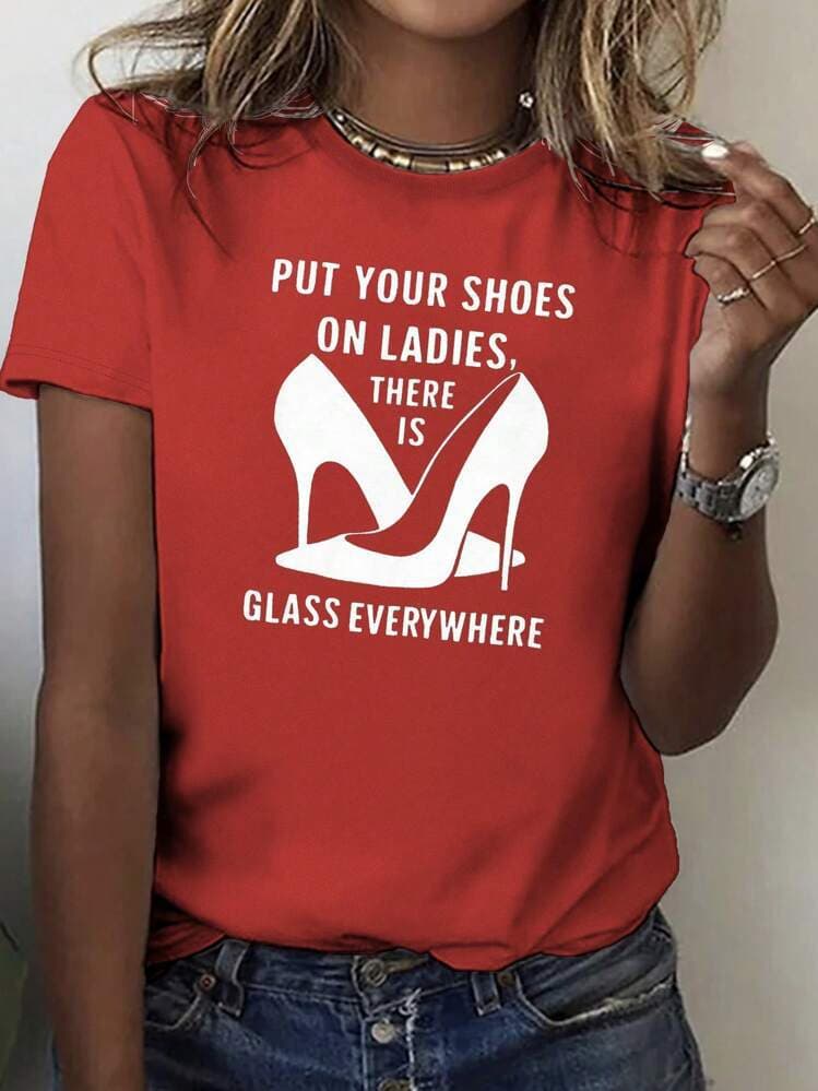 Shoes Empowerment Pure Cotton Women's T-Shirt Comfort Fit Europe America