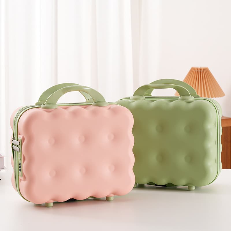 Children's Vertical 14-inch Biscuit Cosmetic Box Nail Art Case Cartoon Suitcase Storage Box Rolling Luggage Carry-On