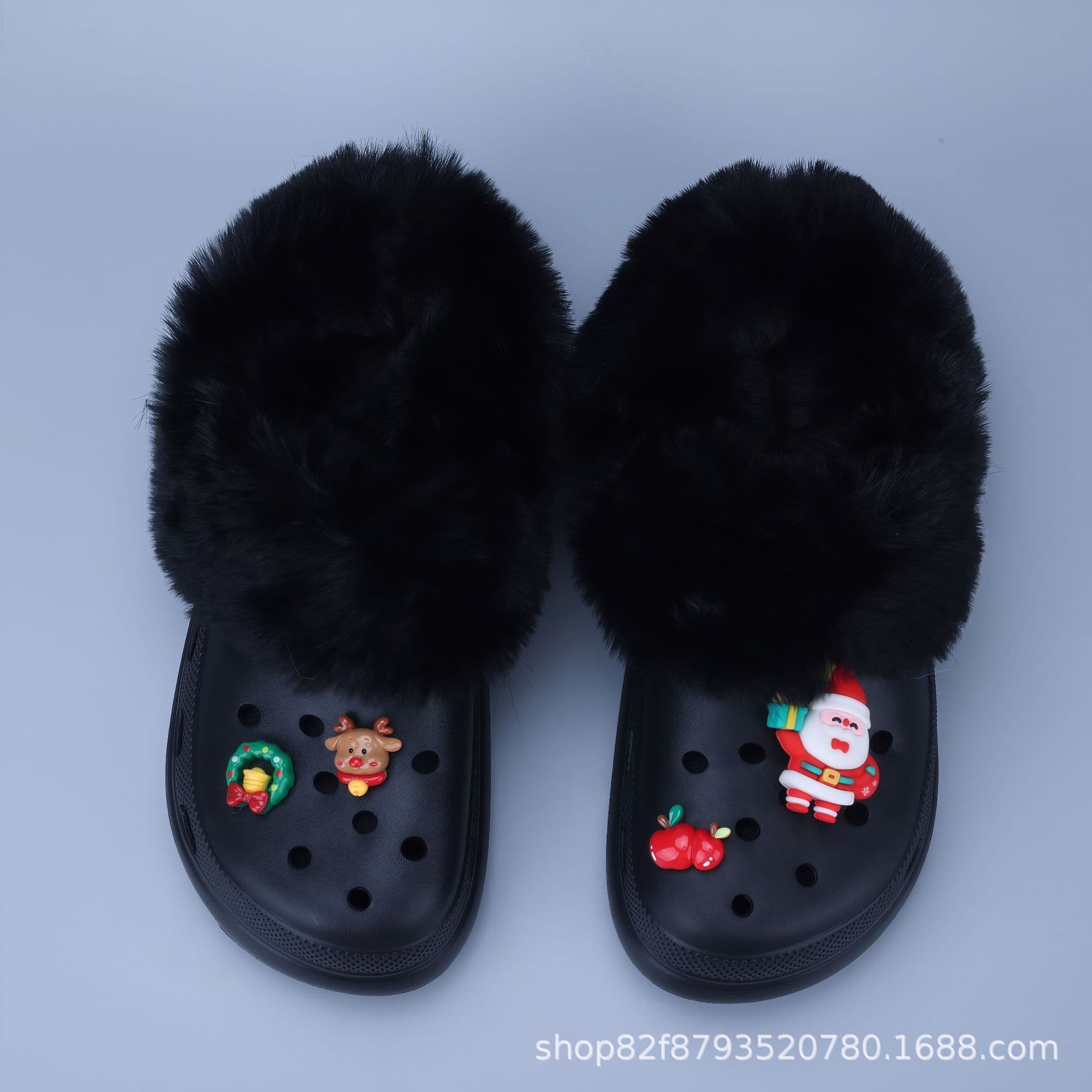 Cotton covers for perforated shoes, plush inner lining, winter fleece inserts, warm and removable washable thickened fluffy cotton covers