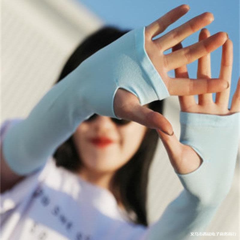 Japanese Ice Sun Protection Sleeves Ice Silk Unisex Summer Gloves UV Protection Arm Guards Arm Sleeves Driving Sleeves Thin Style