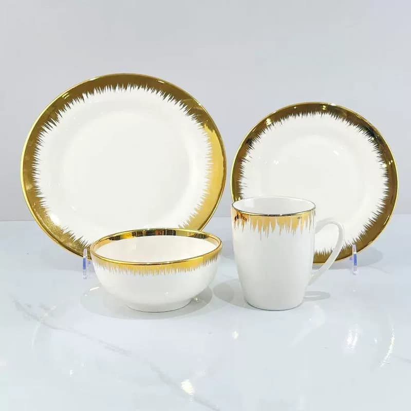 Nordic style gold-rimmed ceramic bowl, simple, light and luxurious, Middle Eastern hotel daily rice bowl, salad noodle bowl, household soup bowl