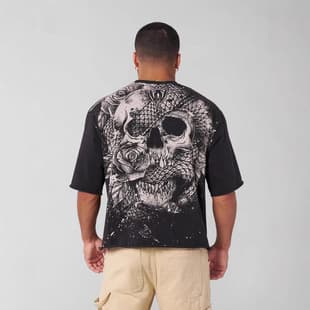 YOUNGLA Men's Oversized T-Shirt Jogger Gym Fitness Cotton Casual Short Sleeve Trendy Print