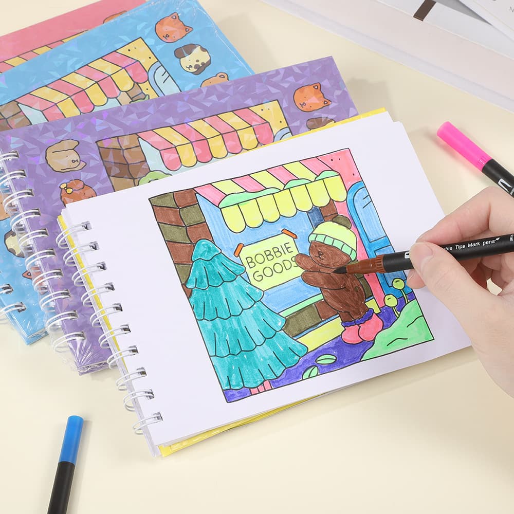 Children's cartoon coloring book set 18-color double-ended marker pen kindergarten baby graffiti drawing book wholesale