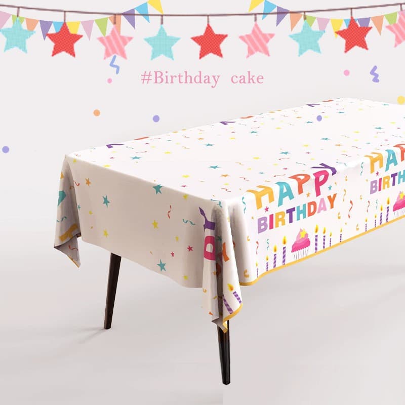Party First Birthday Cake Disposable Printed Tablecloth Waterproof Oil-Proof Cartoon Theme Decoration for Boys and Girls