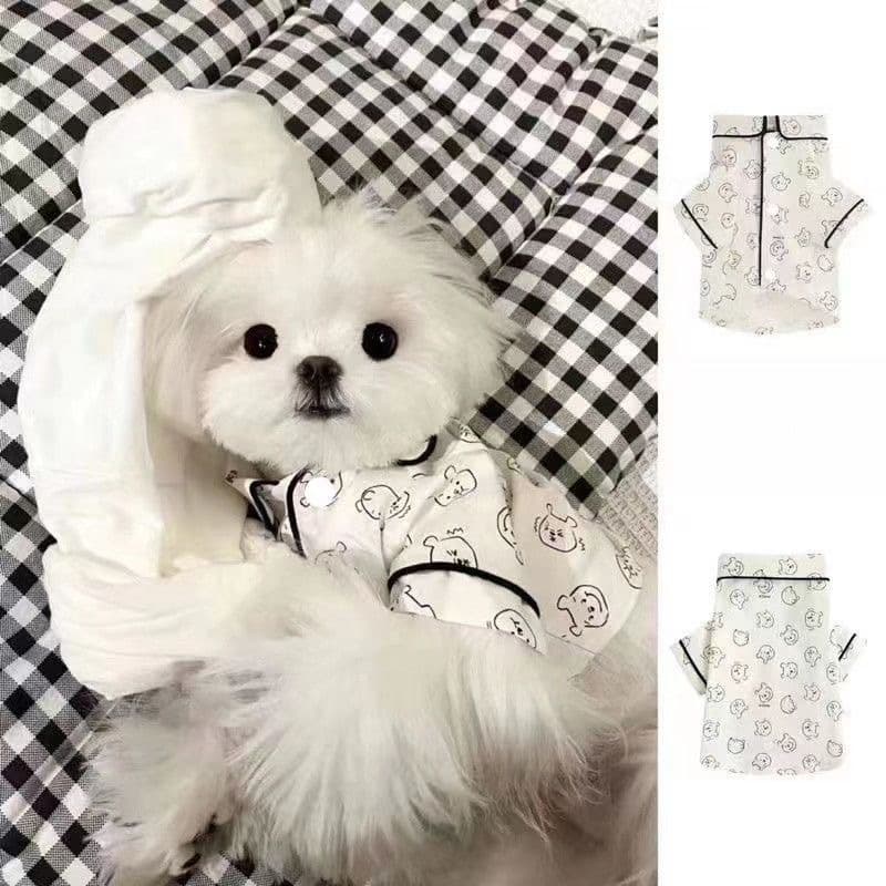 Teddy Bear and Bichon Frise Small Dog Cat Spring Summer Pet Clothing, Internet Celebrity Winnie the Pooh Pattern Home Pajama Shirt