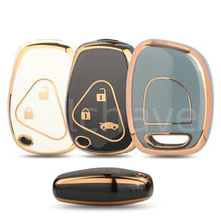 TPU Gold-Trimmed Protective Case for 2/3 Button Renault Megane Laguna and Other Flip Car Key Fobs