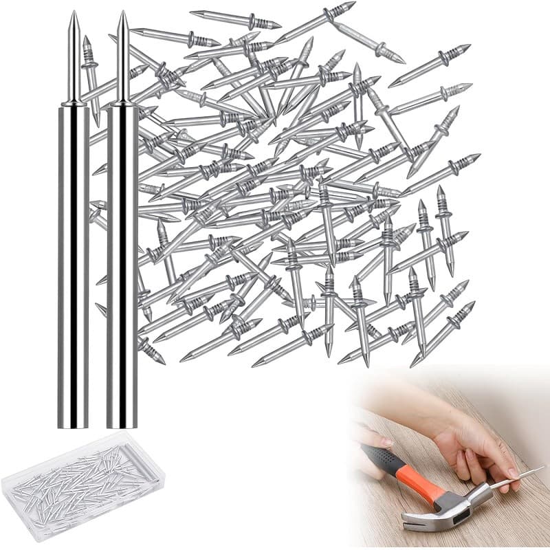 Cross-border Double-Head Baseboard Seamless Nail, Solid Wood Two-Way Nail, Horn Nail, No-Drill Horn Nail, Seamless Nail, Invisible Nail