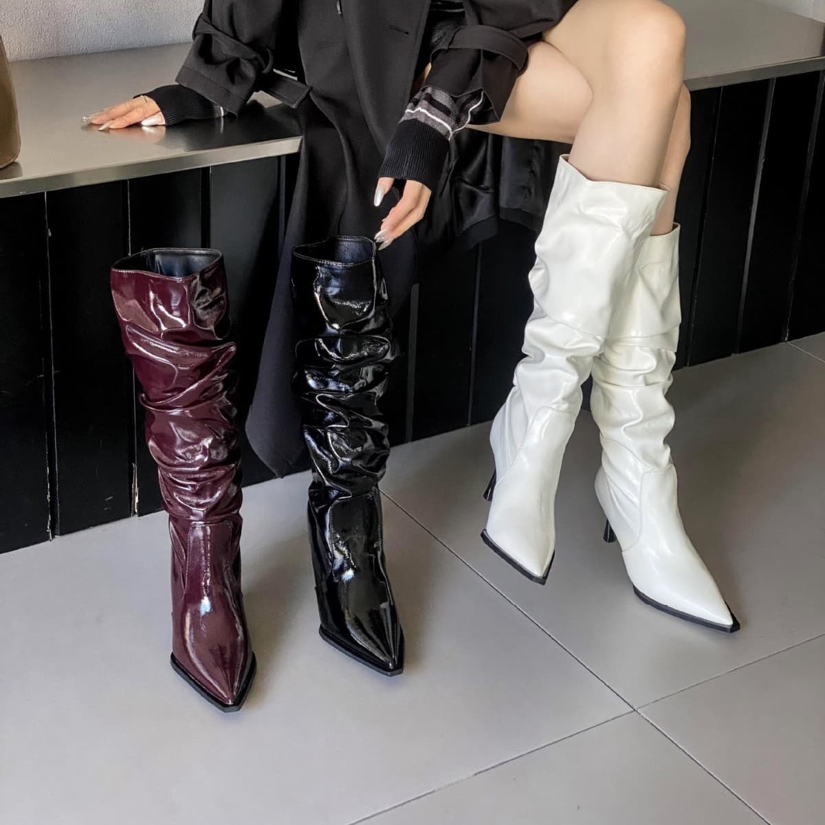 [Tax not included] 2026 autumn and winter new style pointed toe stiletto high heels French fashion sexy beauty boots